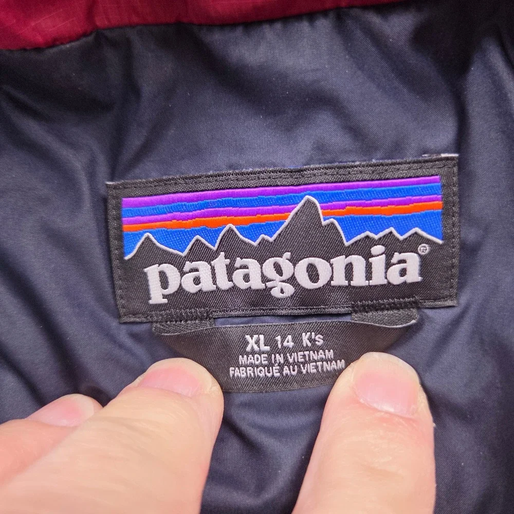 Patagonia Nano Puff Jacket Kids XL 14 Red Quilted Insulated Puffer Brick Pattern